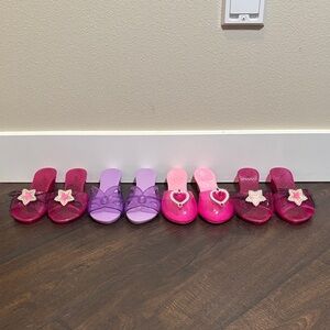 Girls' Pink & Purple Sparkle Dress Slides with Heart and Star Accents